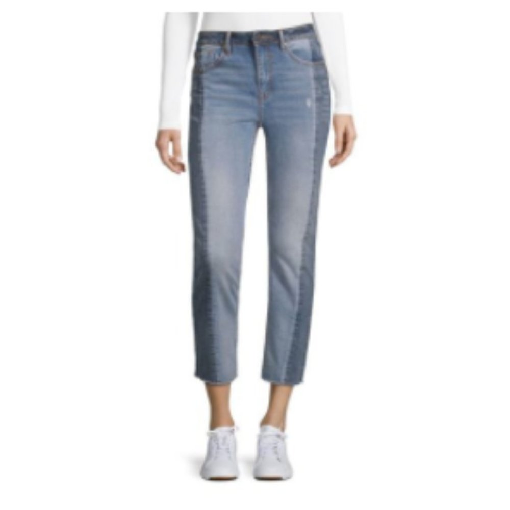 Vigoss Blue Straight Ace Two-tone Cropped Jeans